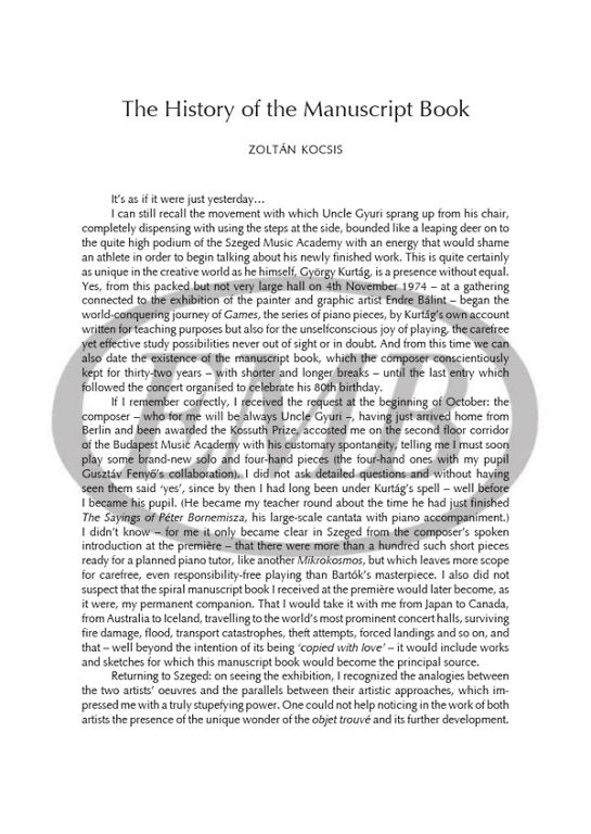 Kurtág: Zoli Kocsis's Manuscript Book