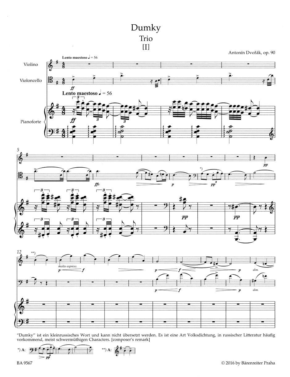 Dvořák: Dumky Piano Trio, Op. 90