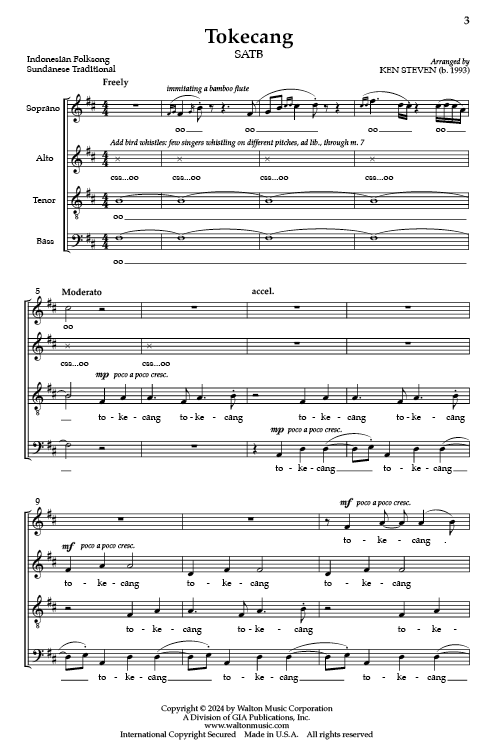 Tokecang (arr. for SATB Choir)