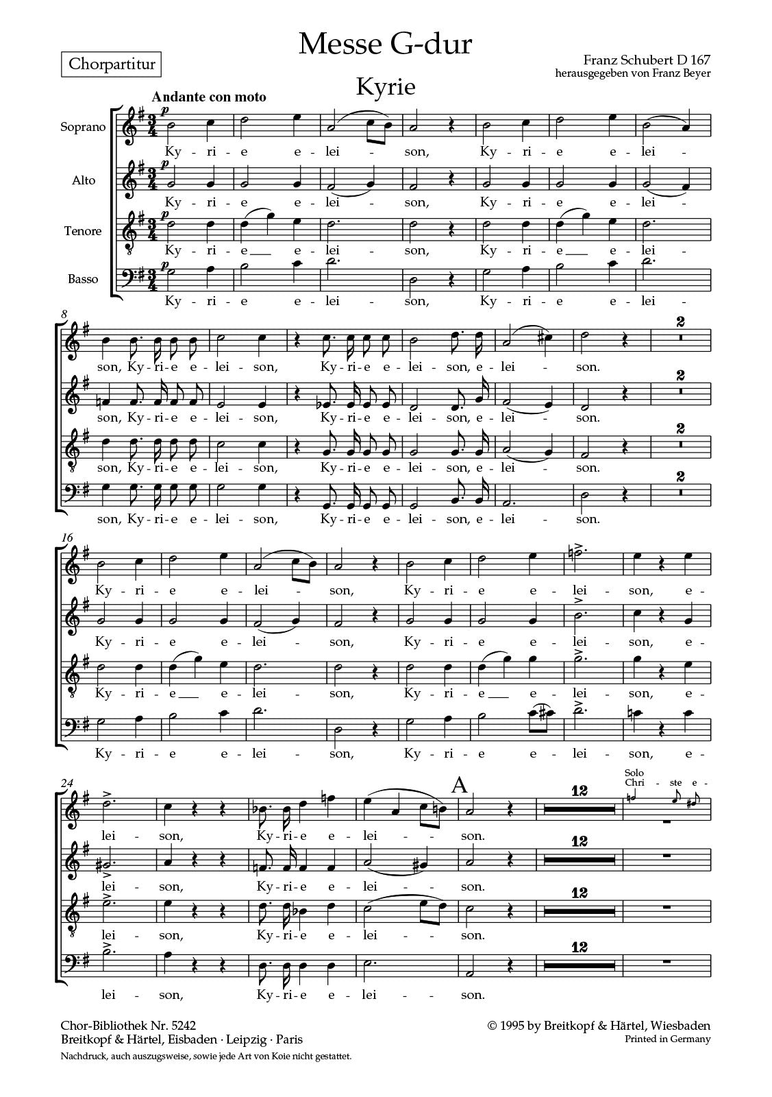 Schubert: Mass in G Major, D 167 – Ficks Music