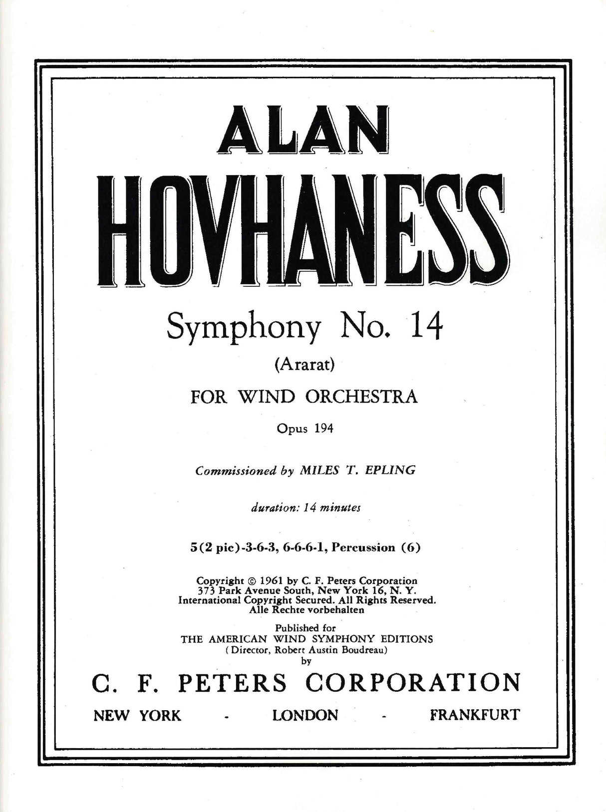 Hovhaness: Symphony No. 14, Op. 194
