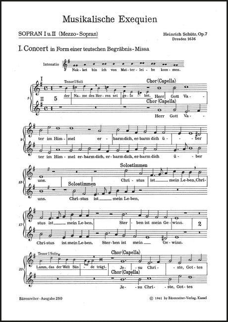 Schütz: Musikalische Exequien, SWV 279–281, Op. 7