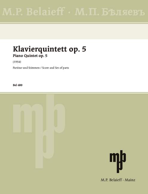 Volkonsky: Piano Quintet, Op. 5