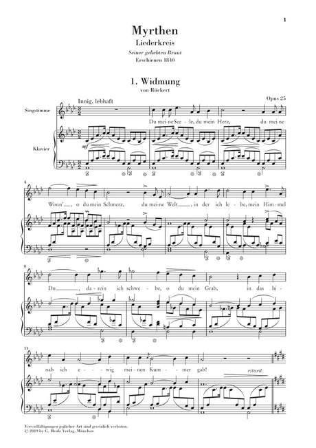 Schumann: Myrthen, Op. 25