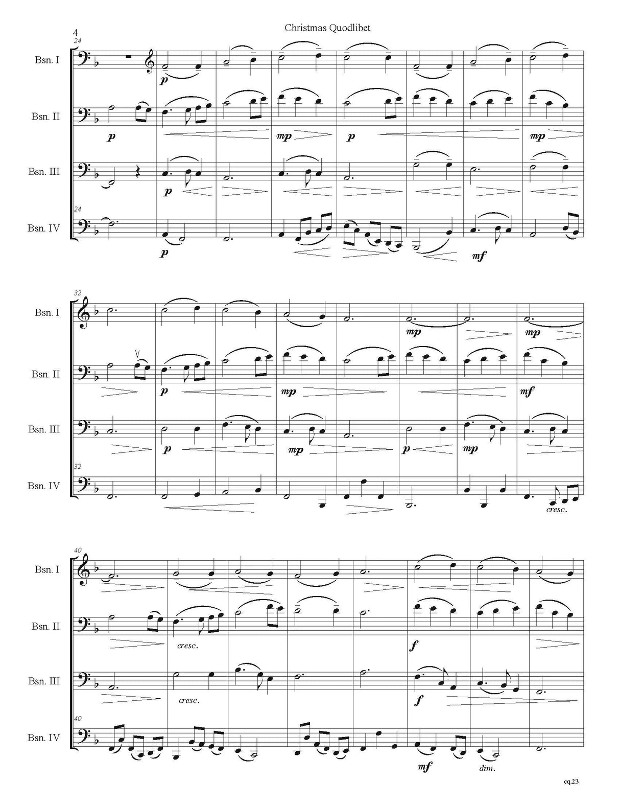 Flaherty: Christmas Quodlibet (Version for 4 Bassoons)