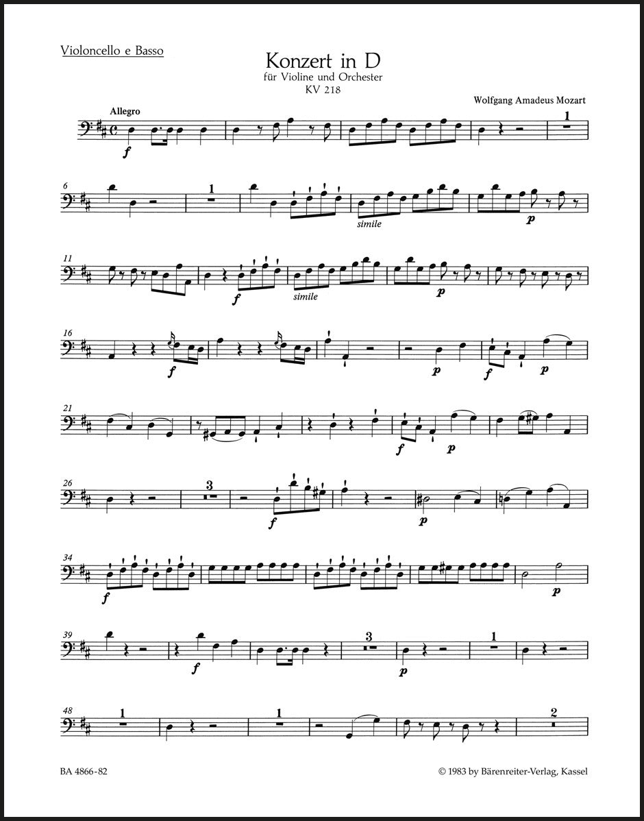 Mozart: Violin Concerto No. 4 in D Major, K. 218