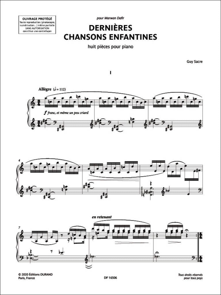 Sacre: Dernières Chansons Enfantines