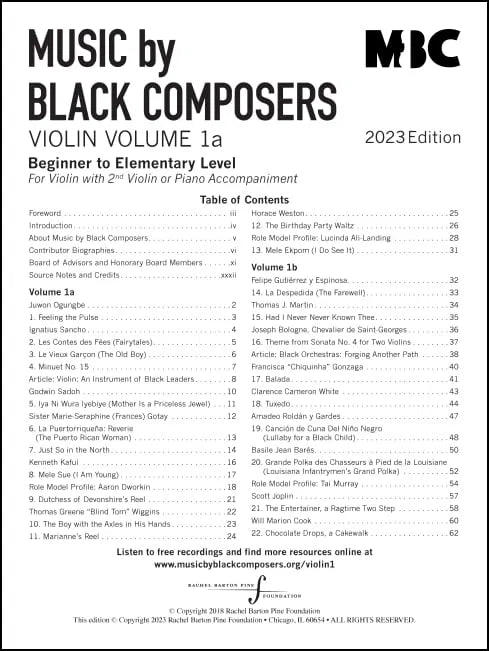 Music by Black Composers - Violin - Volume 1a
