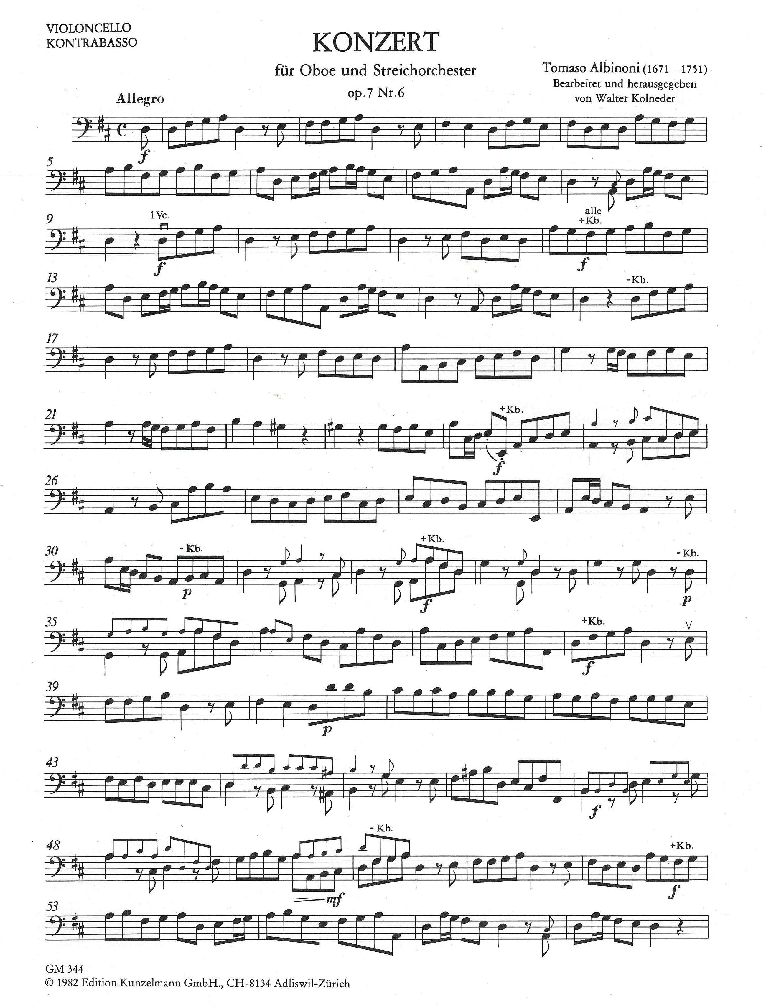 Albinoni: Oboe Concerto in D Major, Op. 7, No. 6 – Ficks Music