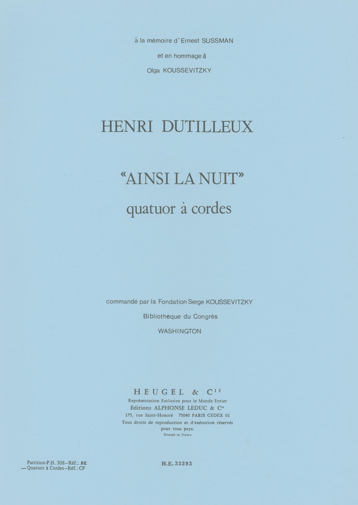 Dutilleux: Ainsi la nuit