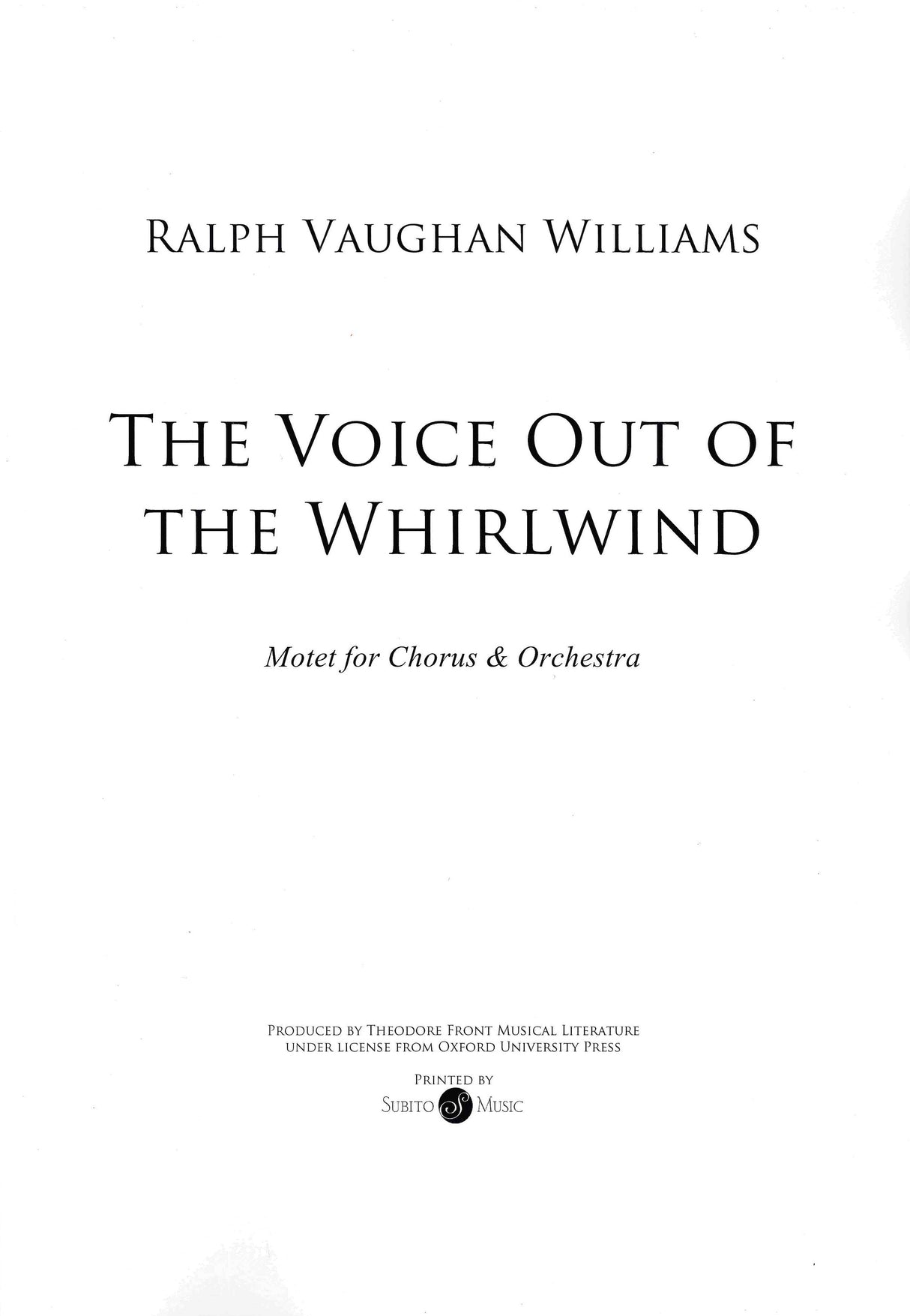 Vaughan Williams: The Voice out of the Whirlwind