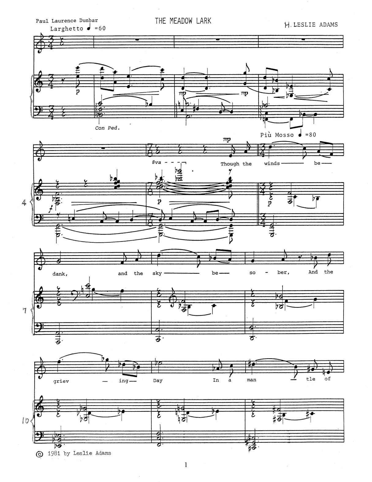 H.L. Adams: Dunbar Songs