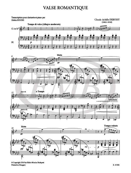 Debussy: Valse romantique (arr. for clarinet & piano)
