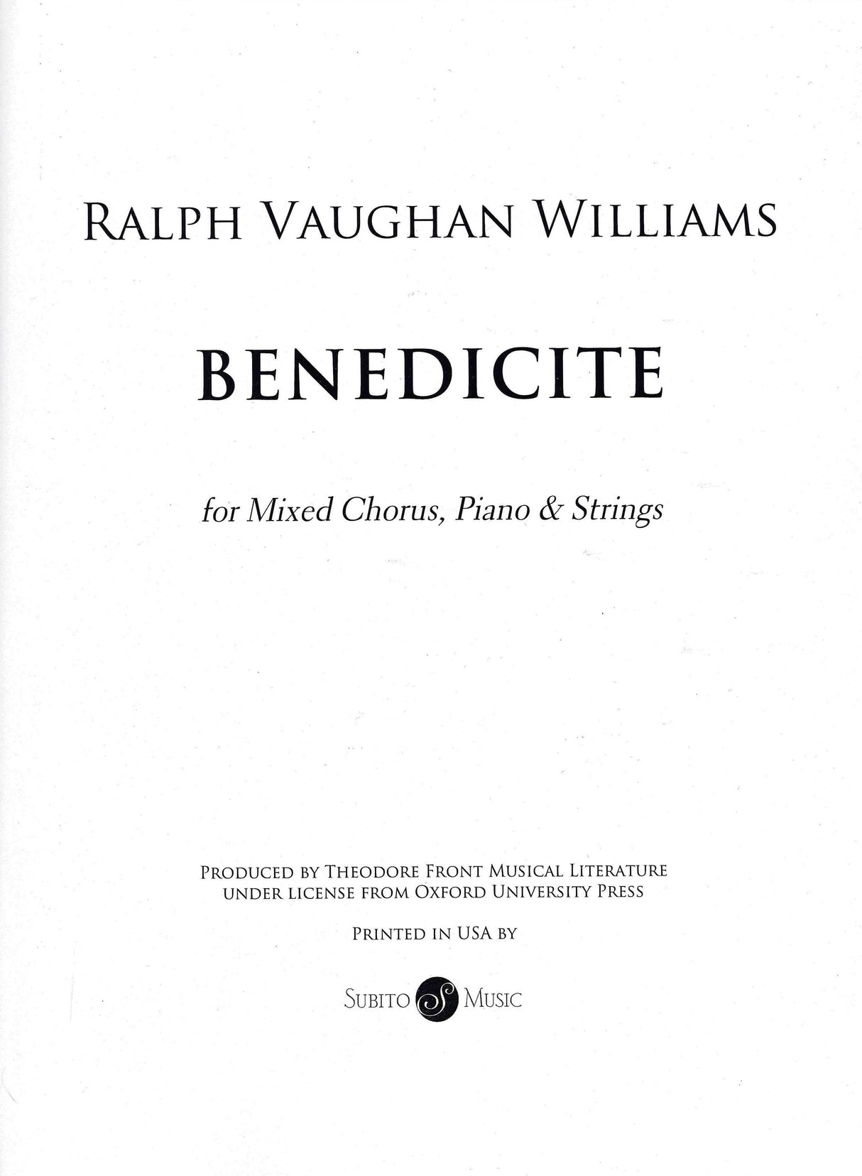 Vaughan Williams: Benedicite (Version with piano & strings)
