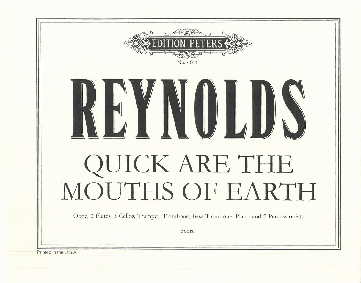 Reynolds: Quick are the Mouths of Earth