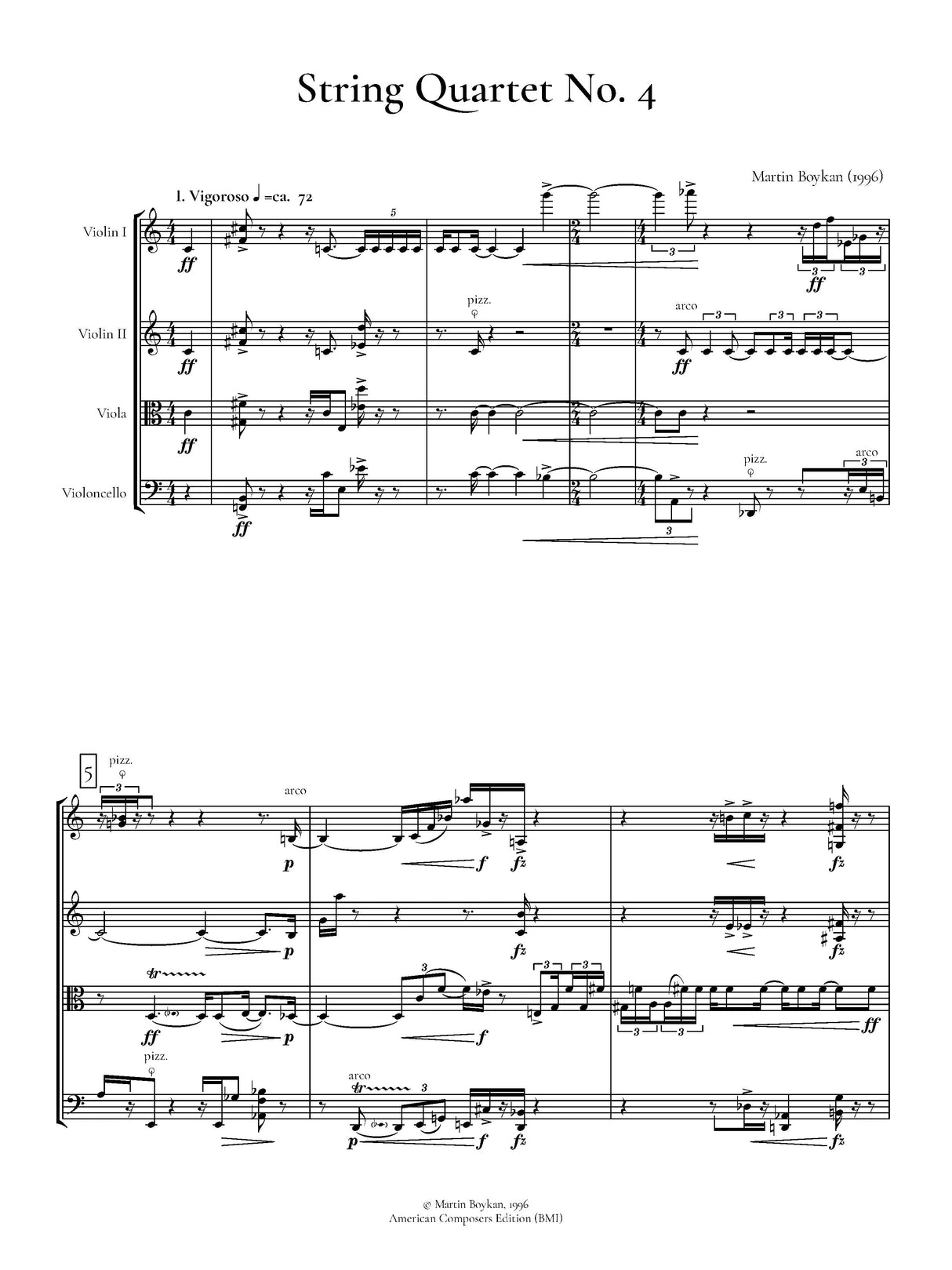 Boykan: String Quartet No. 4