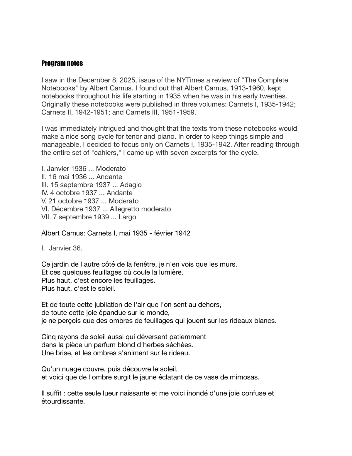 Lee: Carnets ... Albert Camus