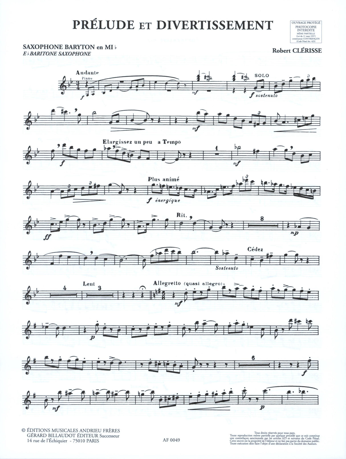 Clérisse: Prélude et divertissement