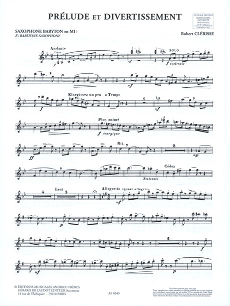 Clérisse: Prélude et divertissement