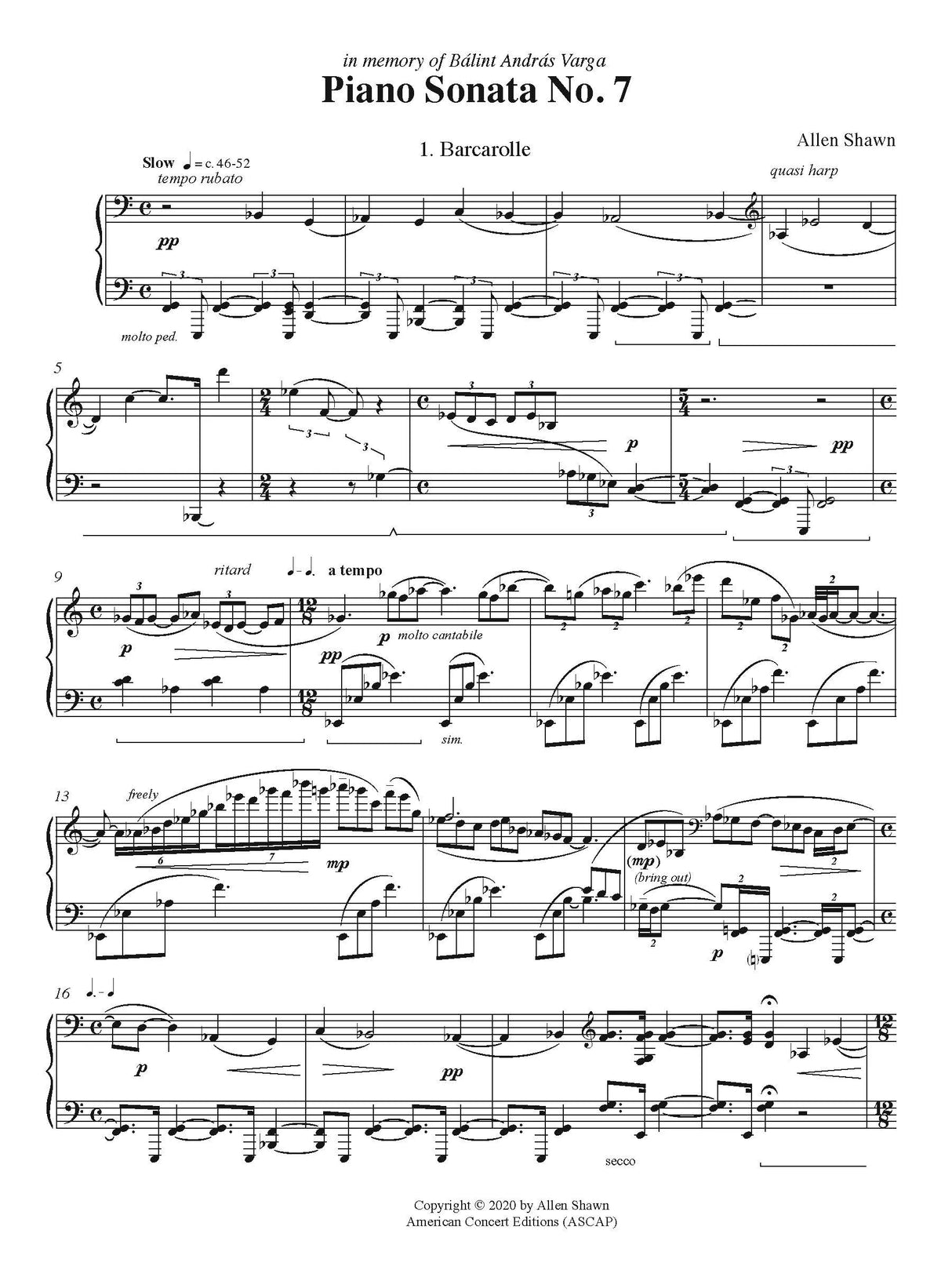 Shawn: Piano Sonata No. 7