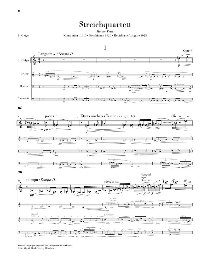 Berg: String Quartet, Op. 3 – Ficks Music