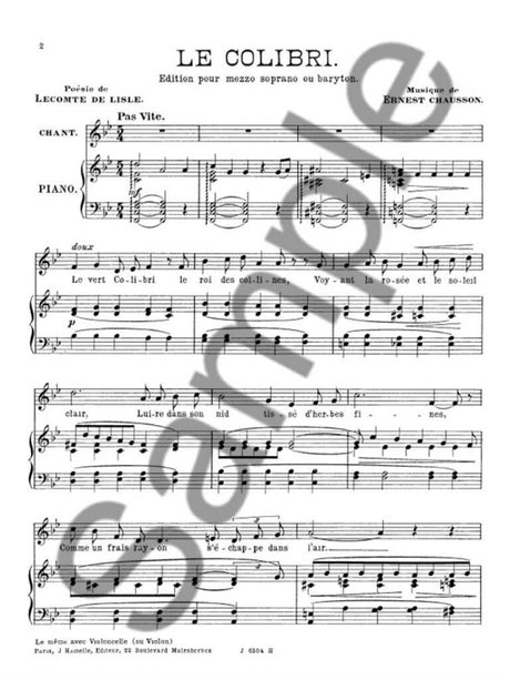Chausson: Le Colibri