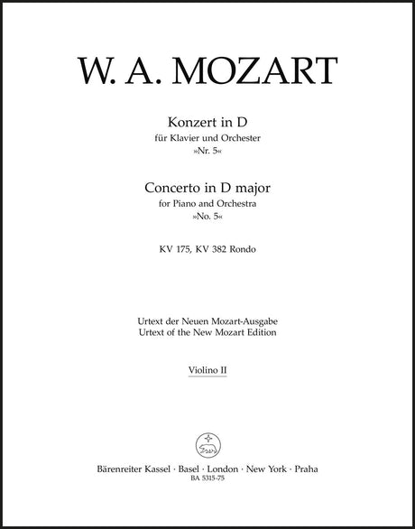 Mozart: Piano Concerto No. 5 in D Major, K. 175 and Rondo, K. 382