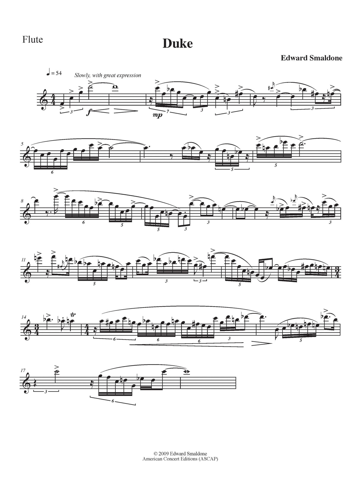 Smaldone: Duke / Monk (Version for Flute & Piano)