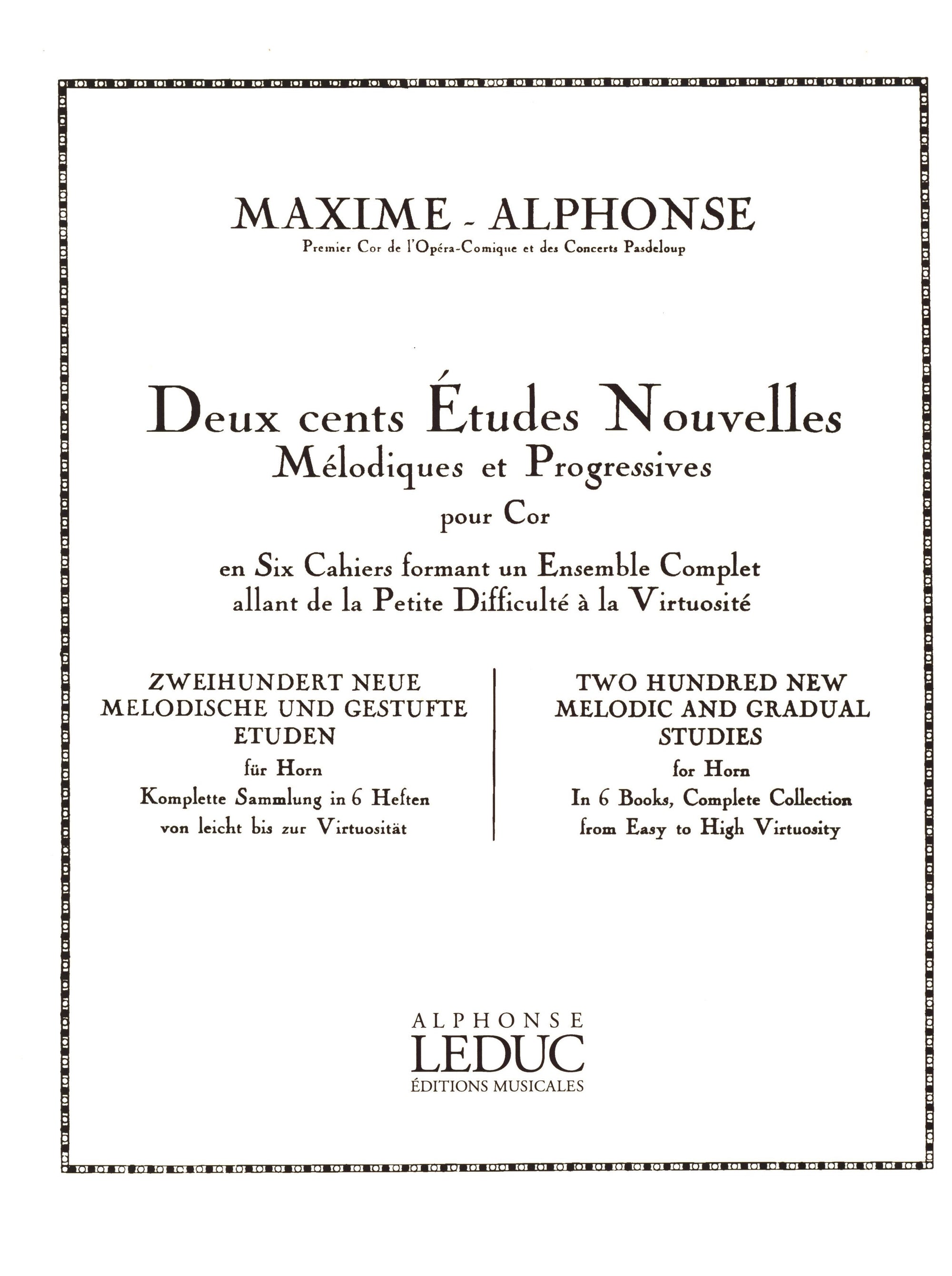 Maxime-Alphonse: 200 New Etudes - Volume 6 (10 Grand New Melodic Studies for Virtuosity)