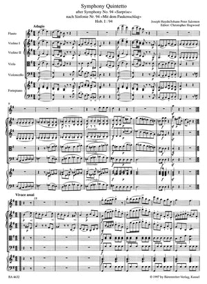 Haydn-Salomon: Symphony Quintetto based on "Surprise" Symphony, Hob.I:94