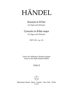 Handel: Organ Concerto in B-flat Major,HWV 294, , Op. 4, No. 6