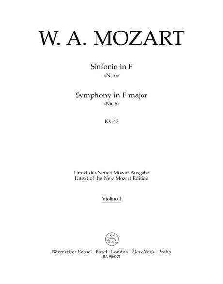Mozart: Symphony No. 6 in F Major, K. 43