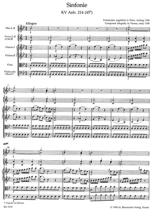 Mozart: Symphony in B-flat Major, K. Anh. 214 (45b)