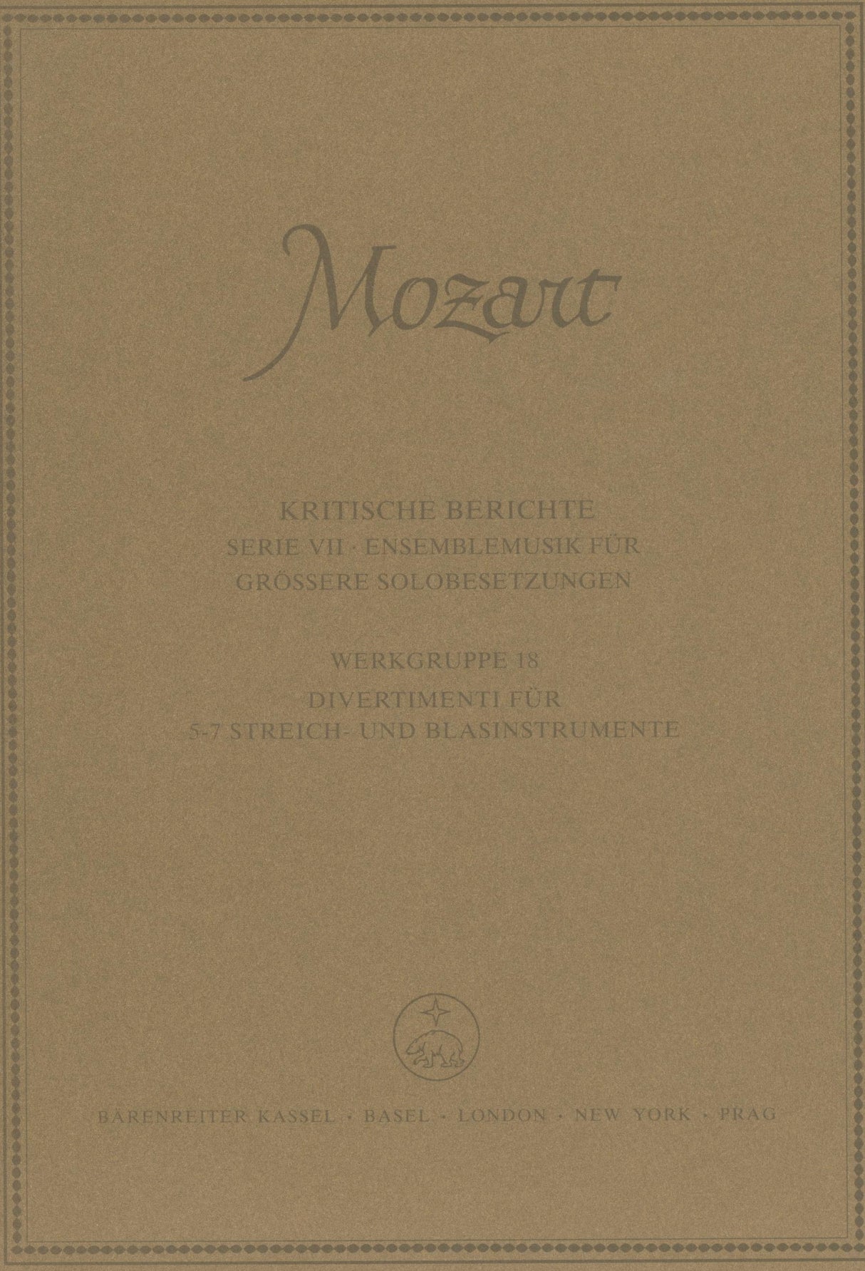 Mozart: Divertimenti for 5-7 String and Wind Instruments