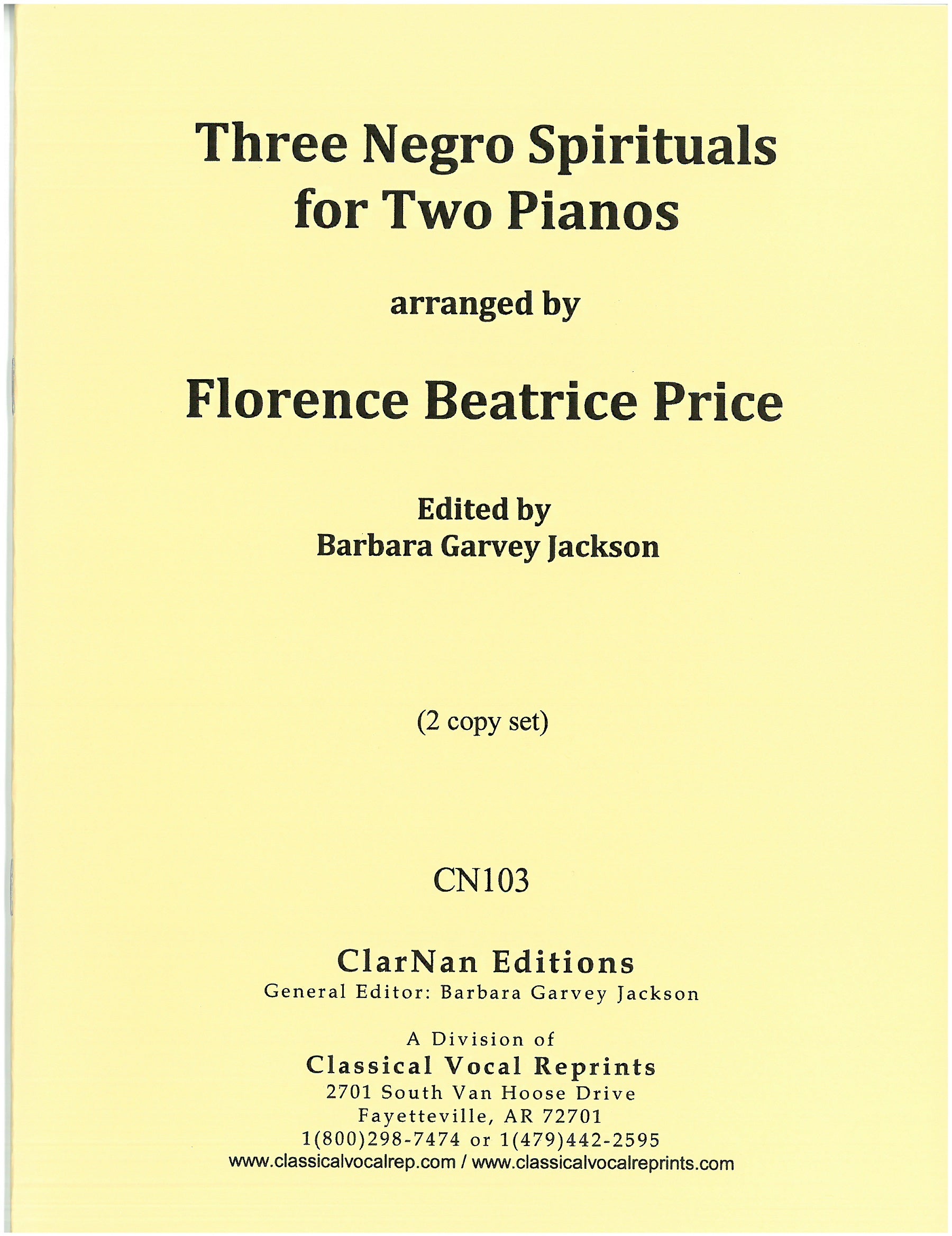 Price: Three Negro Spirituals for Two Pianos