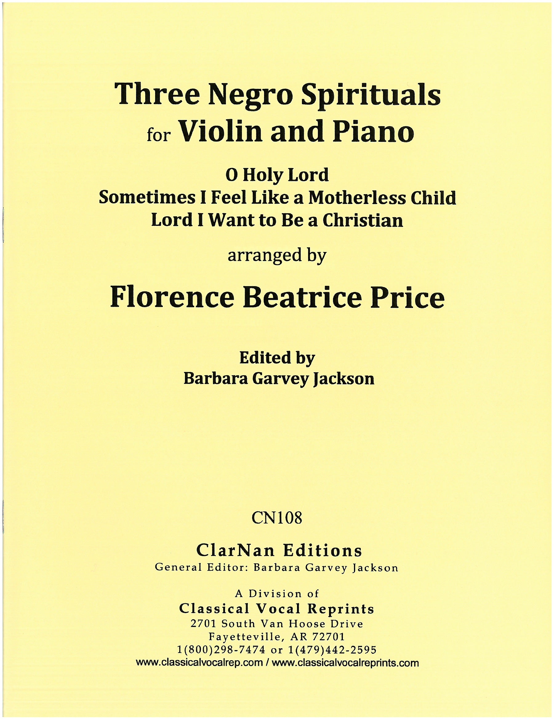 Price: 3 Negro Spirituals for Violin and Piano