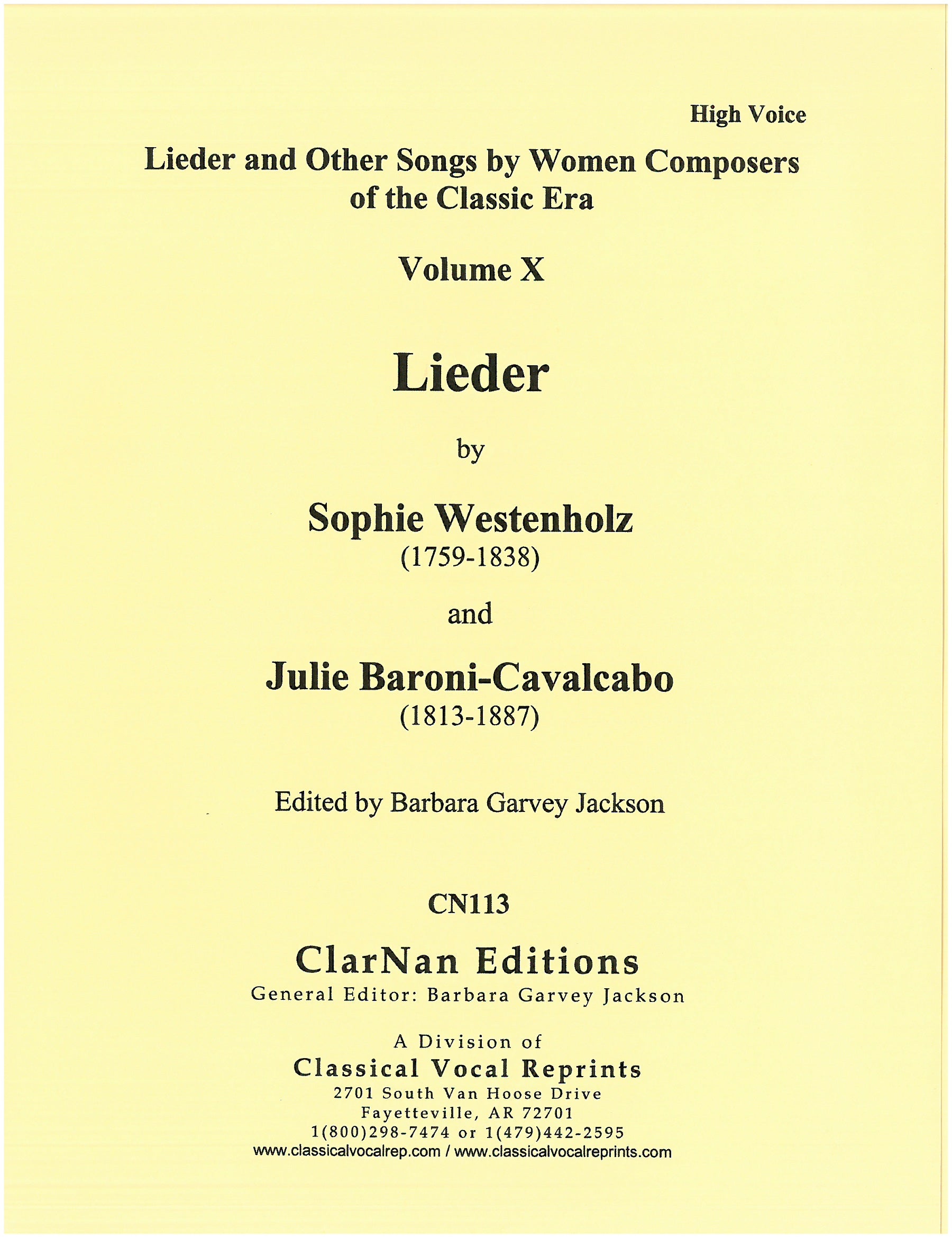 Lieder and Other Songs by Women Composers of the Classic Era - Volume 10