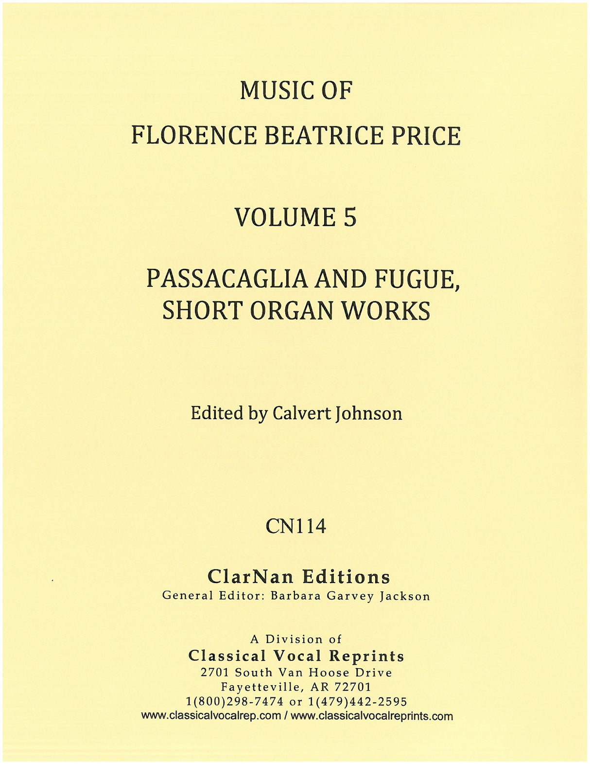 Price: Passacaglia and Fugue; Short Organ Works