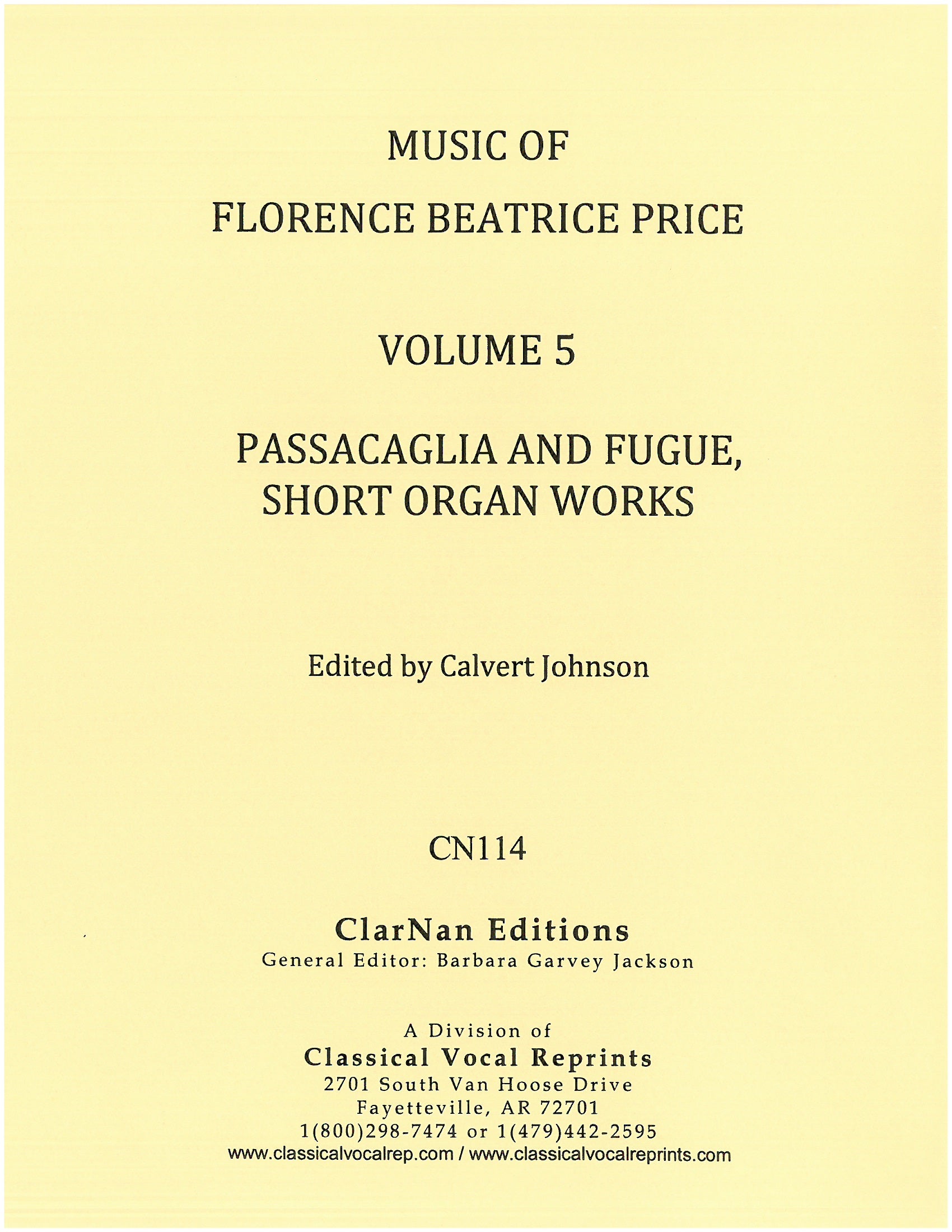 Price: Passacaglia and Fugue; Short Organ Works