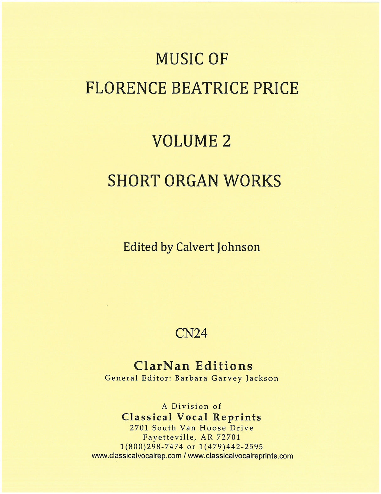 Music of Florence Price - Volume 2 (Short Organ Works)