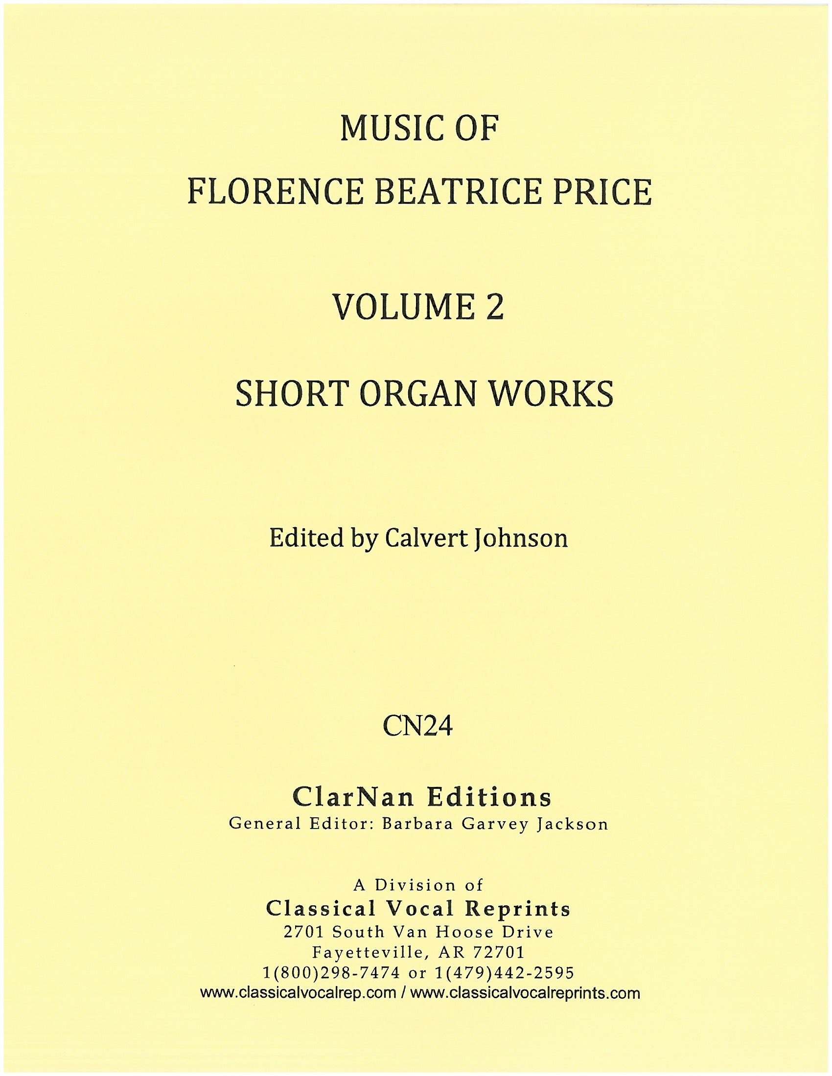 Music of Florence Price - Volume 2 (Short Organ Works)