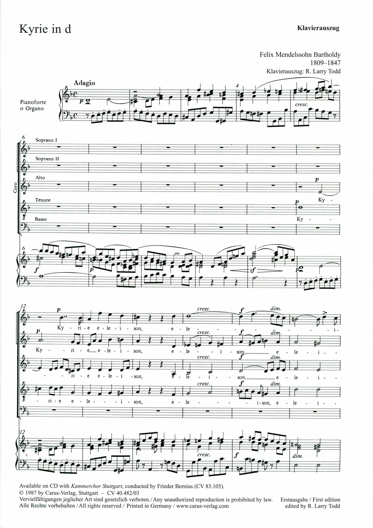 Mendelssohn: Kyrie in D Minor
