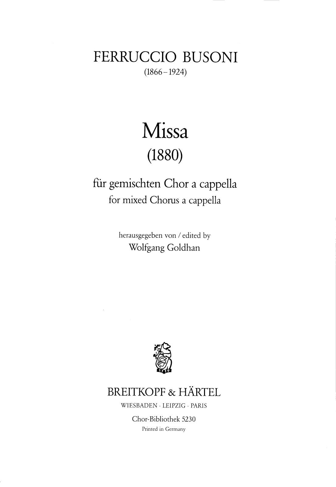 Busoni: Missa, K. 169