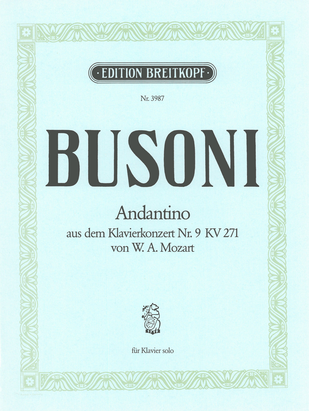 Mozart-Busoni: Andantino from Piano Concerto No. 9
