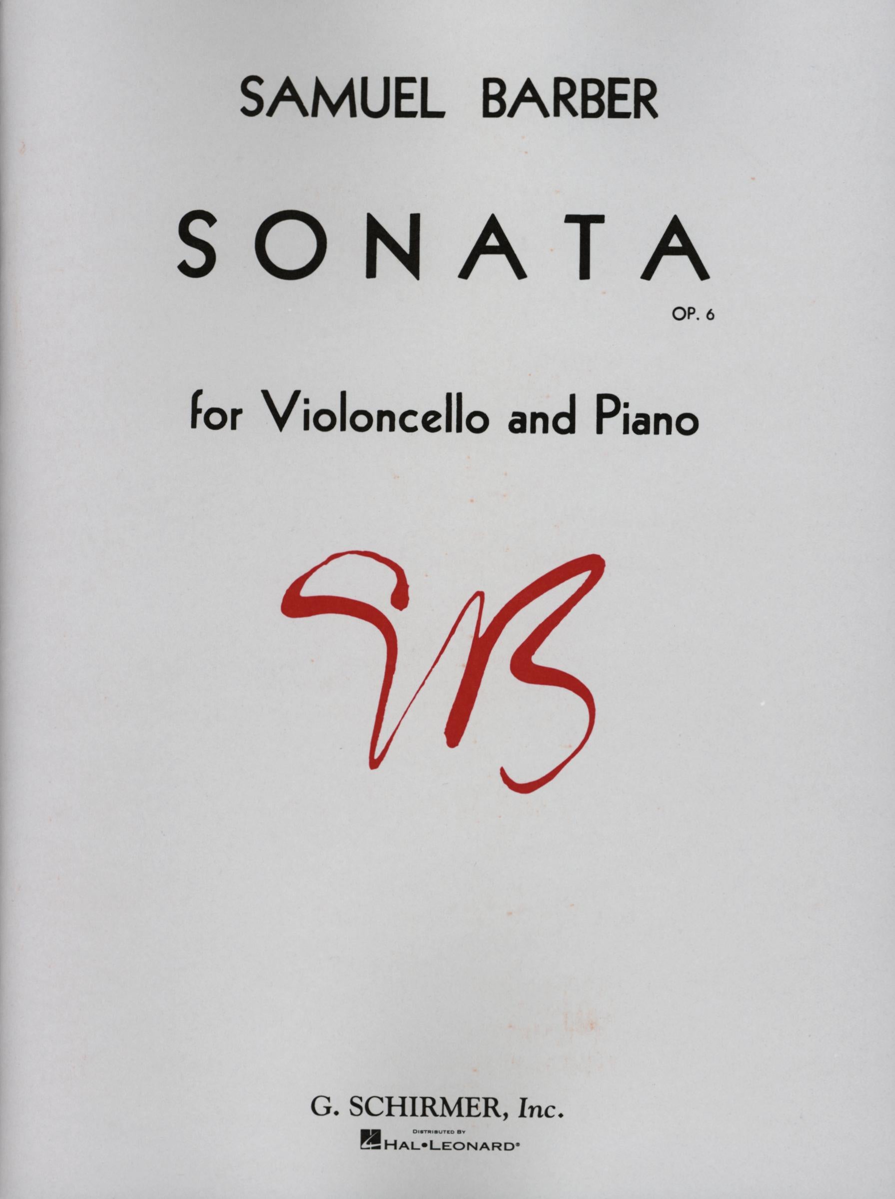 Barber: Cello Sonata, Op. 6