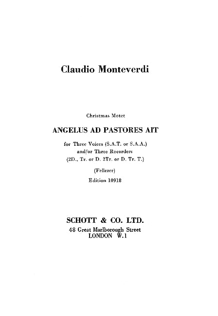 Monteverdi: Angelus ad pastores ait
