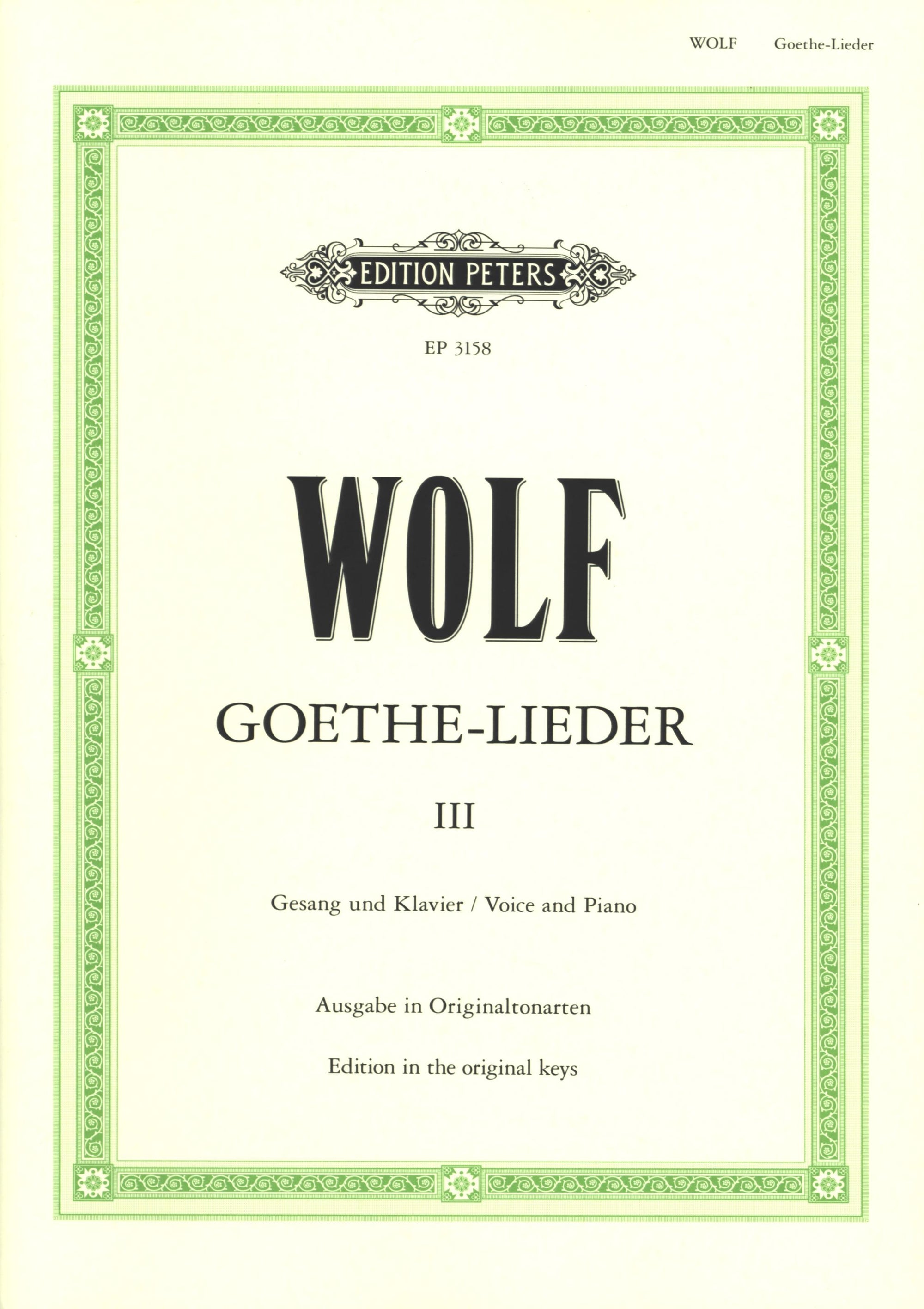 Wolf: Goethe-Lieder - Volume 3 (Nos. 19-33)