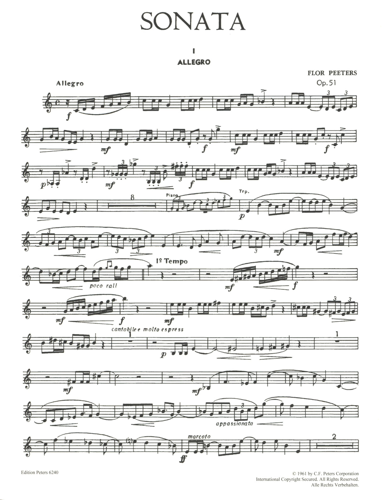 Peeters: Trumpet Sonata, Op. 51
