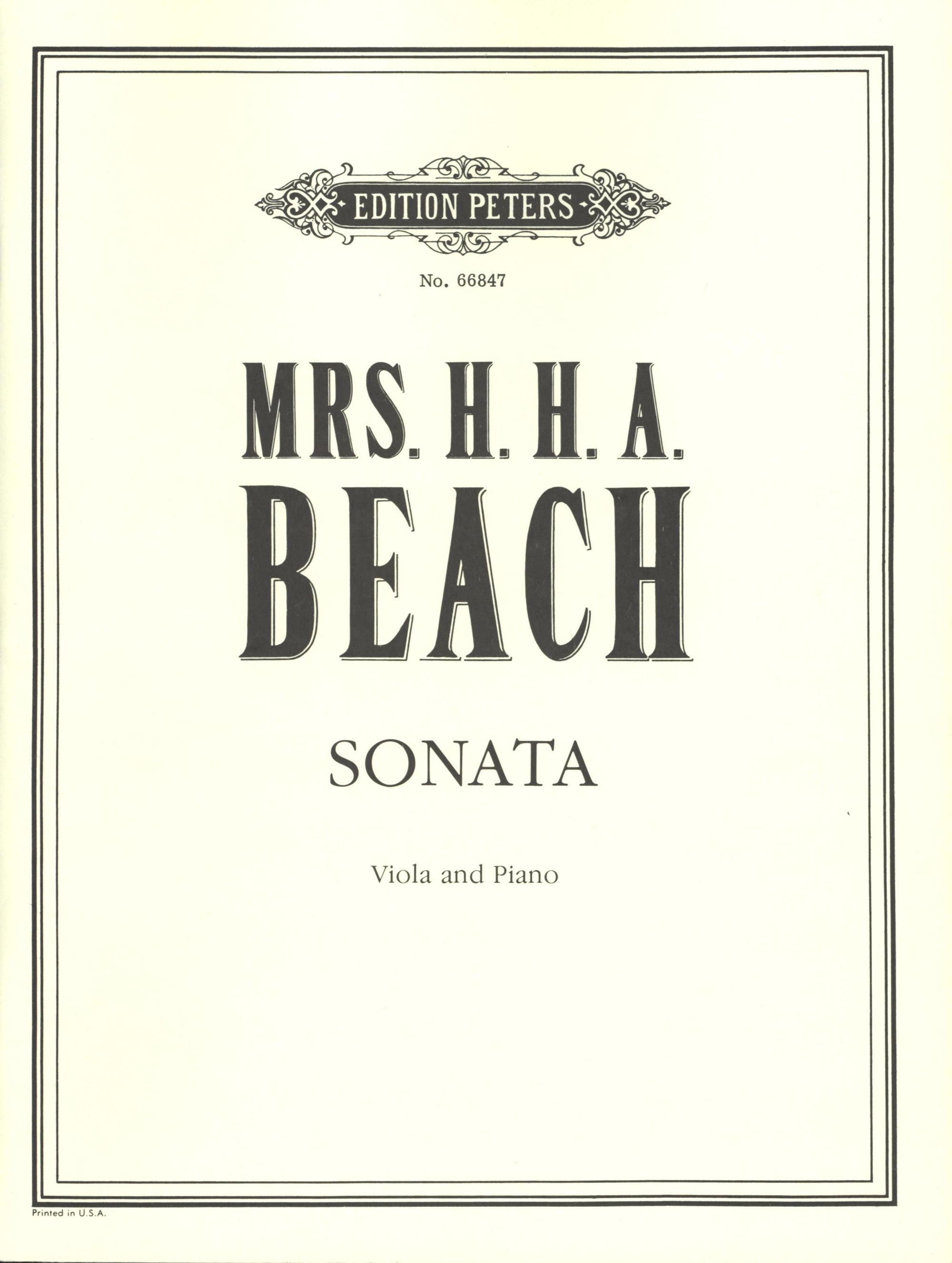 Beach: Sonata in A Minor, Op. 34 (transc. for viola)