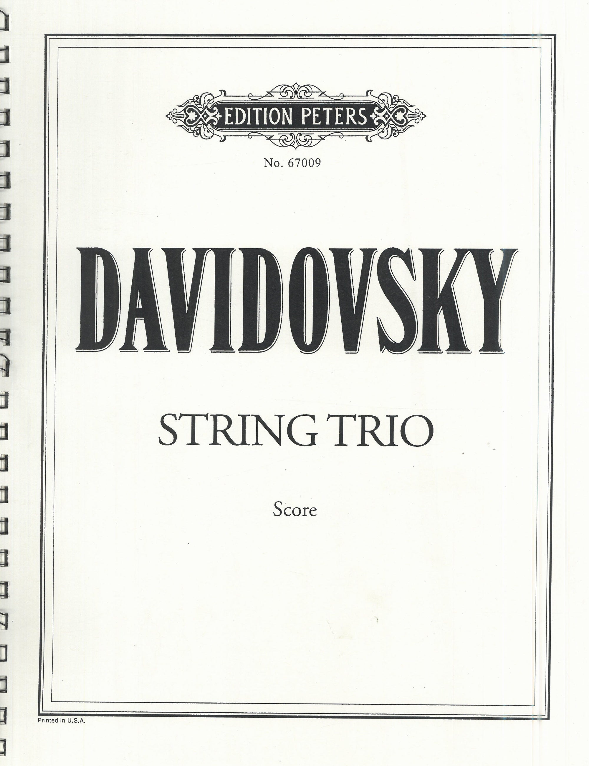 Davidovsky: String Trio